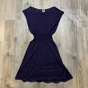 Missoni Zig-Zag Knit Dark Purple Mini Dress